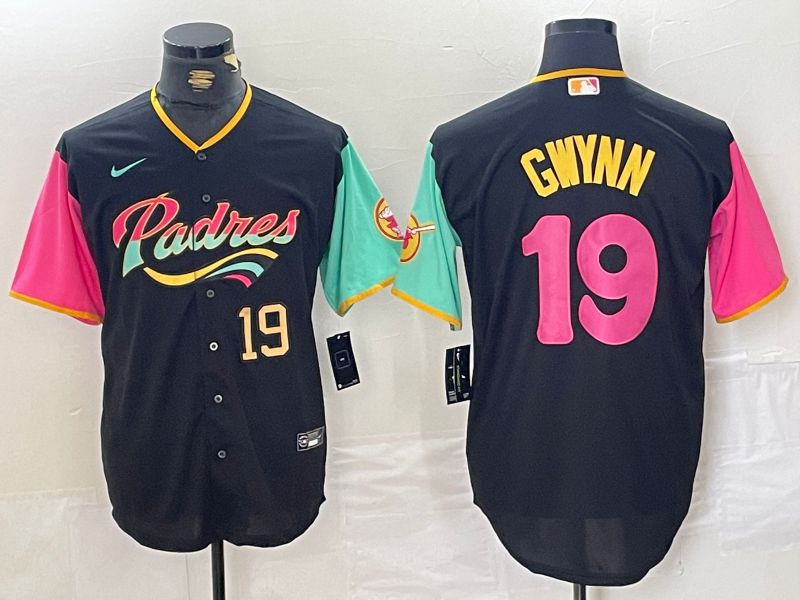 Men San Diego Padres #19 Gwynn Black City Edition 2024 Nike MLB Jersey style 12